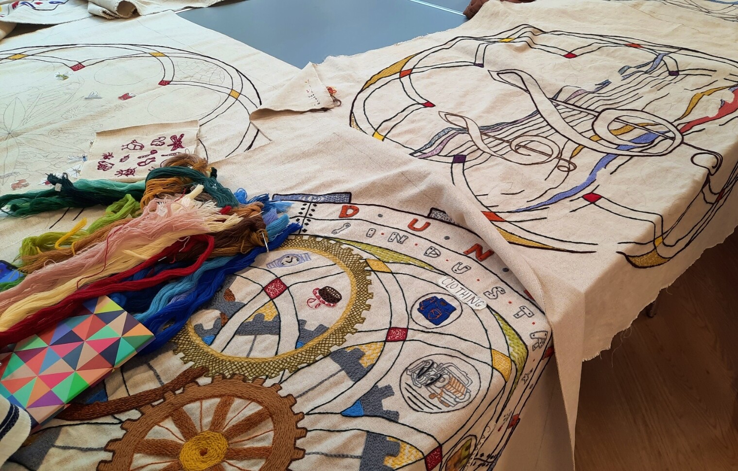 A close-up of Dundee Tapestry panels in development