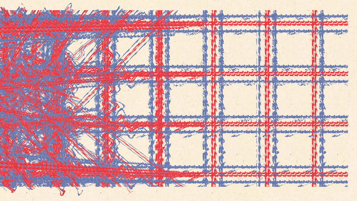 An exploded tartan pattern