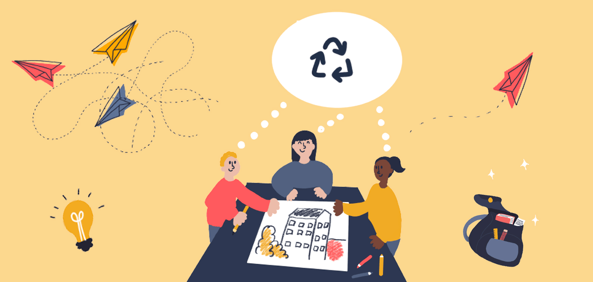 Illustration of young people brainstorming