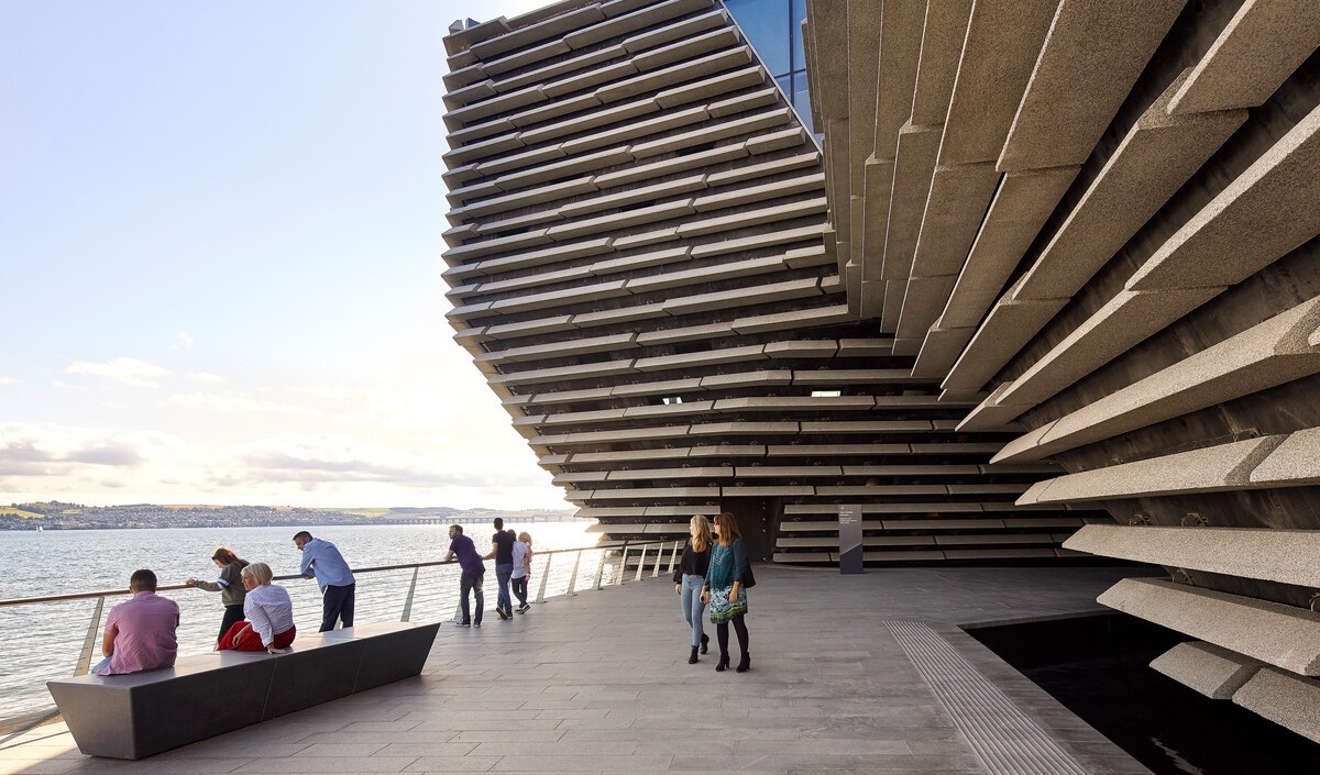 Visitors to the exterior of V&A Dundee