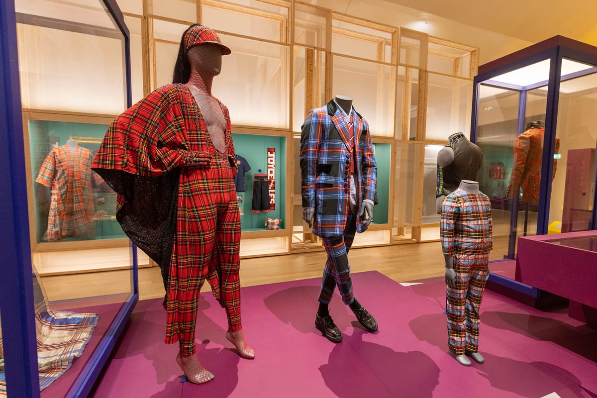 The iconic tartan jumpsuit by drag queen Violet Chachki as featured in Ru Paul's Drag Race