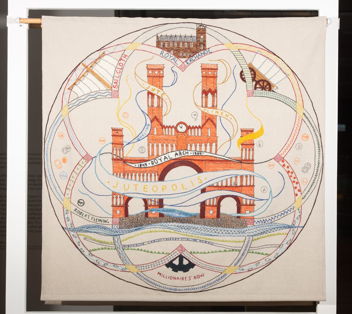 A woven tapestry of the Royal Arch which was built in Dundee
