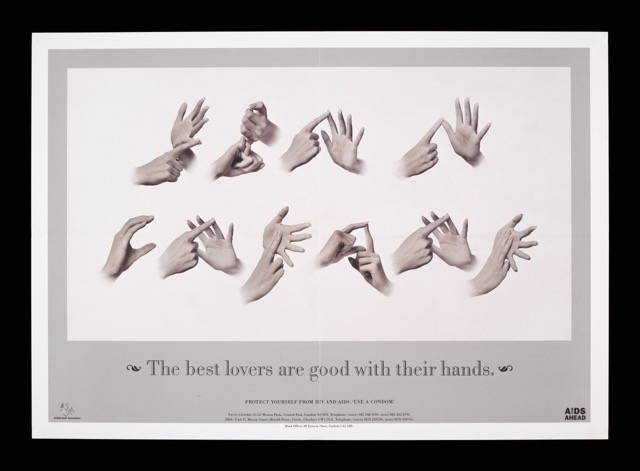 A black and white posted with text 'The best lovers are good with their hands'