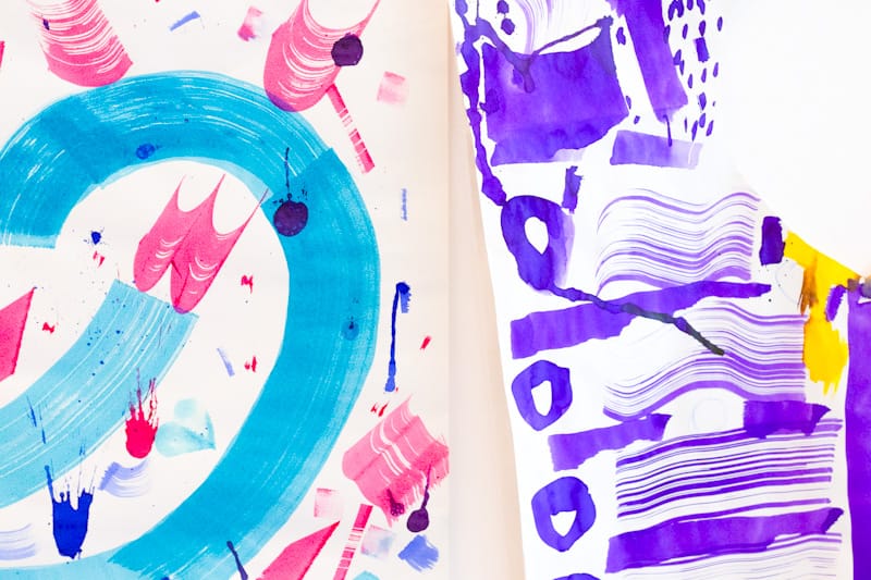 Two vibrant painted patterns
